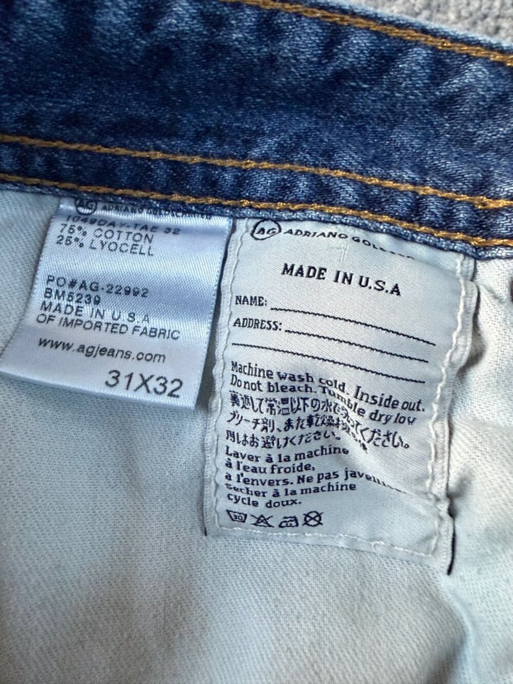 AG Adriano Goldschmied The Protege Straight Jeans 31x32 USA Tae Wash Lyocell EUC - Picture 11 of 13